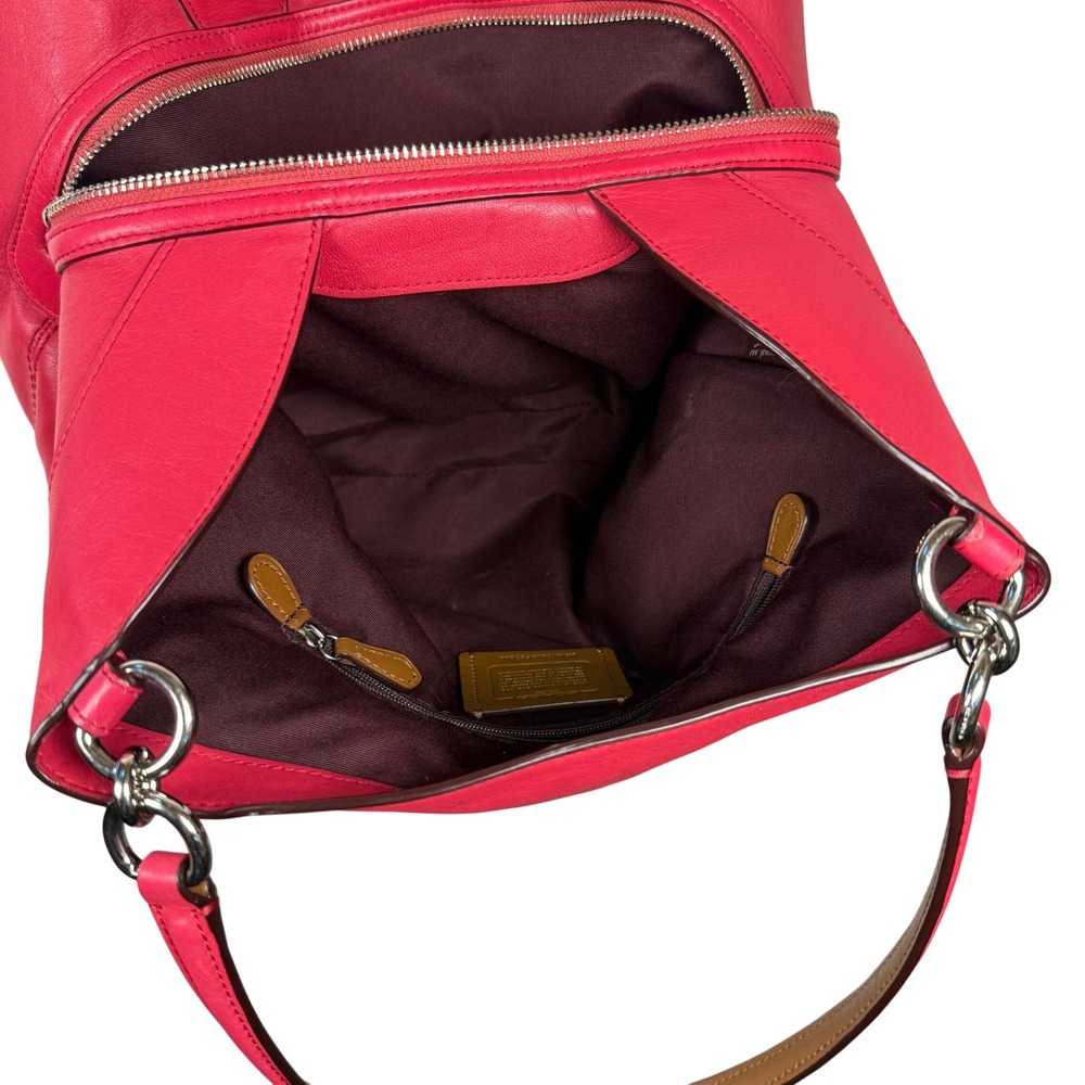 Coach Lexy Legacy Jacquard Hot Pink Leather Hobo Barbiecore Shoulder Bag F57540 - Picture 13 of 16